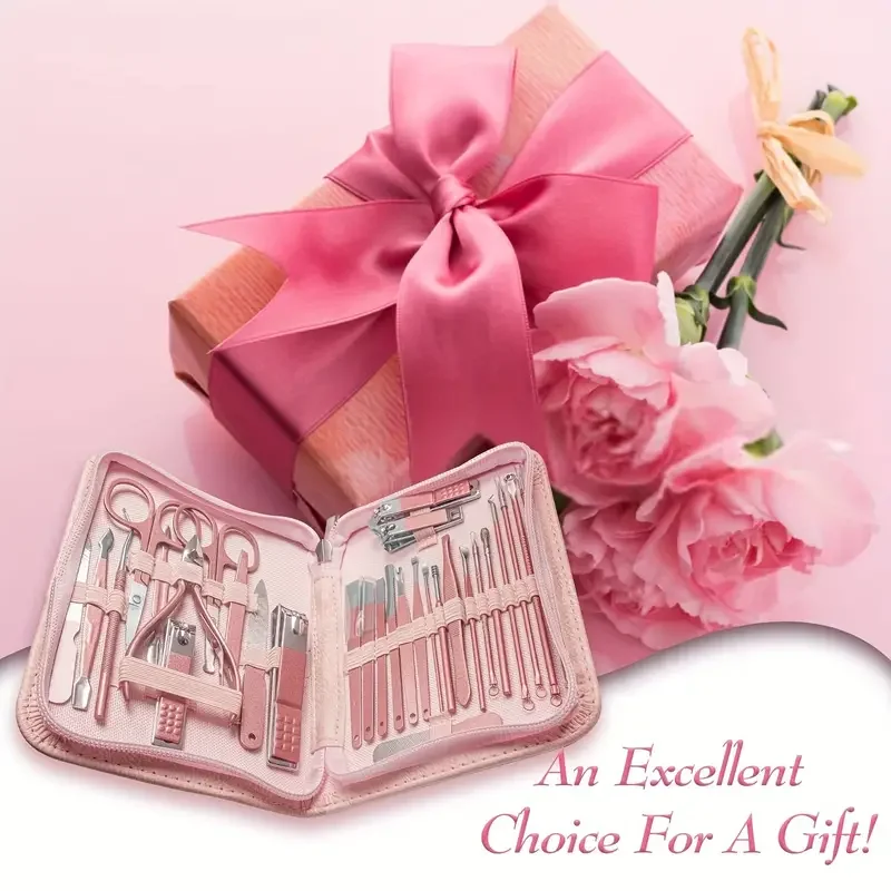 Nail Clipper Set Cherry Blossom Powder 30-piece Nail Clipper Stainless Steel Nail Clipper with Eyebrow Razor Beauty Set Tool Set
