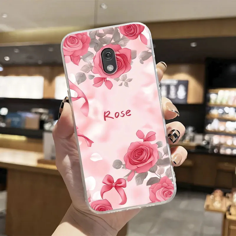 Silicone Soft Transparent Shockproof Phone Case with Marble Flower Design