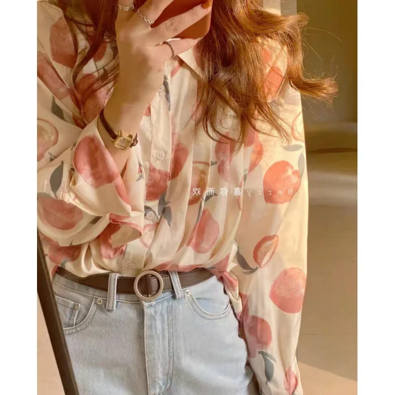 

2022 new spring and summer sweet women shirts blouses lazy style loose foreign style flower long sleeve blouse women tops