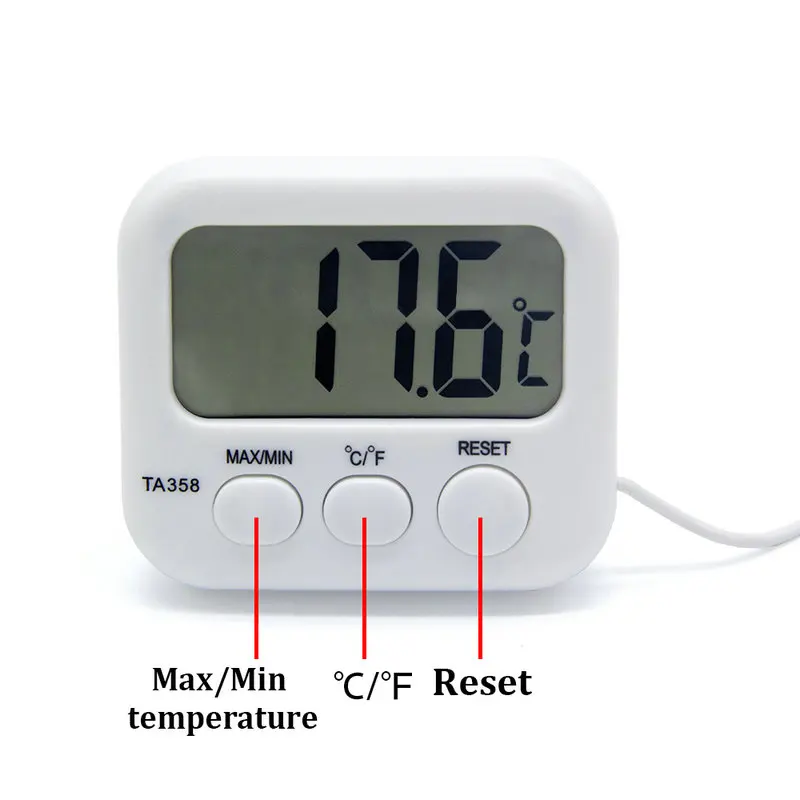 Standing Station Mini LCD Digital Thermometer with Probe Sensor 1.5M Cable for Swimming Pool Refrigerator Water Tank