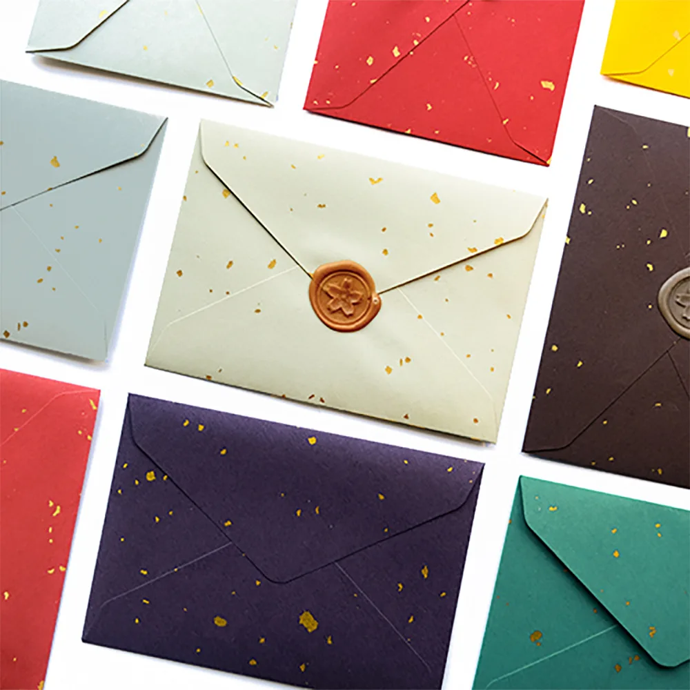 

(10 Pieces/Lot) 16.2x11.4cm Chtistmas Color special paper retro gold thickness western triangle envelopes