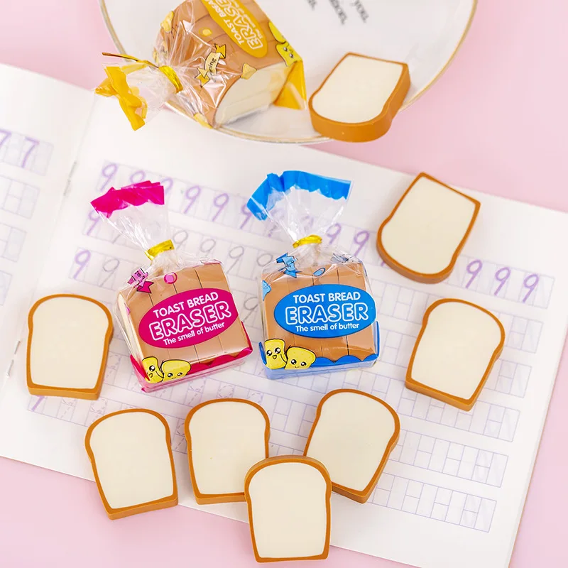 4 sztuk/worek kreatywny chleb tostowy gumka do mazania Kawaii szkolne materiały papiernicze Art School materiały biurowe ołówek malowanie korekta