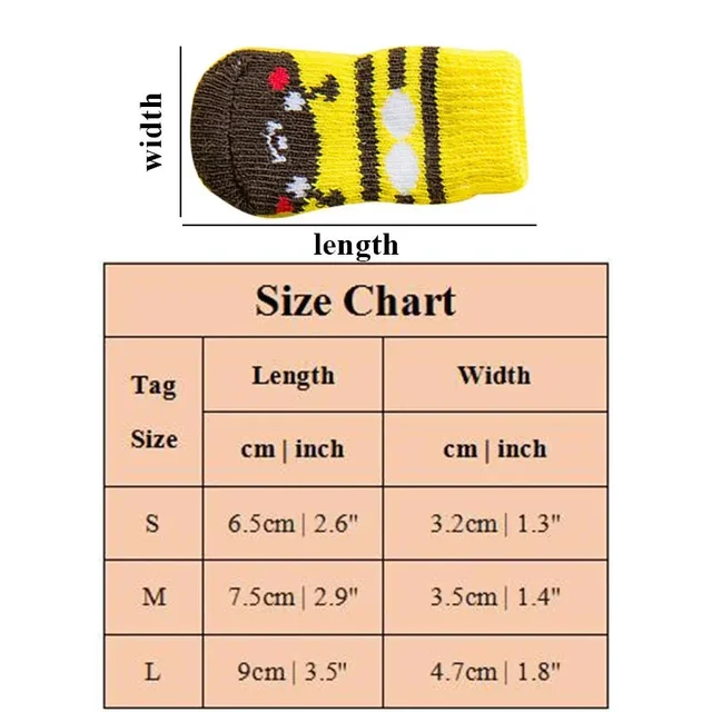 4pcs/set Dog Socks Cute Pattern Foot Covers Warm Anti Slip Shoes Puppy Paw Protector Christmas Gift for Puppy Cat Dogs 2