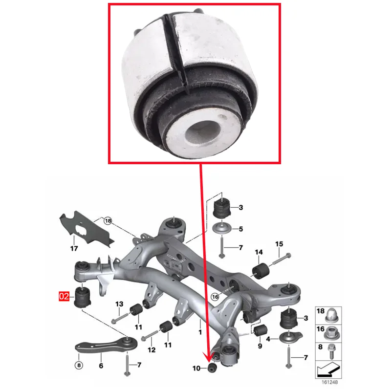 33326763092TrailingArmBushingForBMWE81E82E87E88116i118i120i