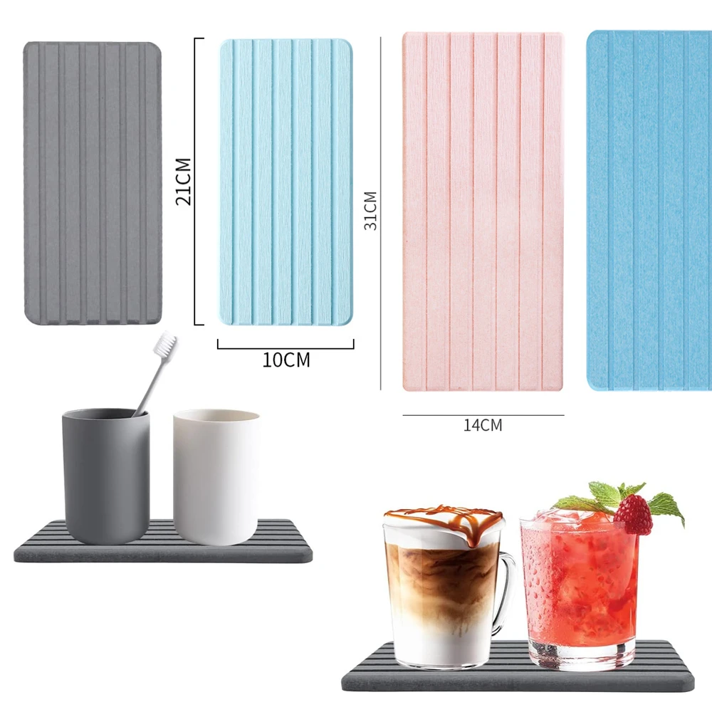 New Absorbent Non-slip Kitchen Counter Mat Desktop Soft Diatomaceous Earth  Brush Tooth Coaster Sink Bathroom Draining Mat - AliExpress