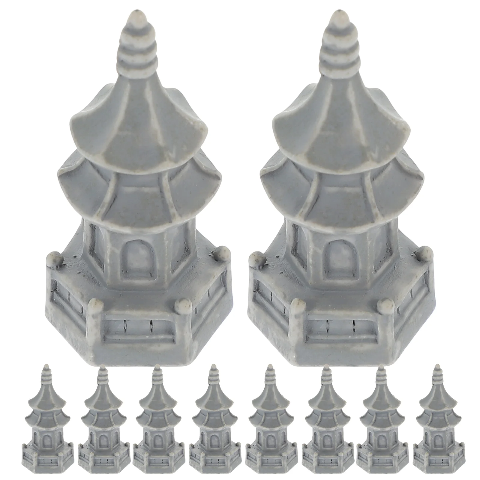 

10 Pcs Mini Garden Ornaments Vintage Decorate Pavilion Decoration Resin Home Travel Dining Table