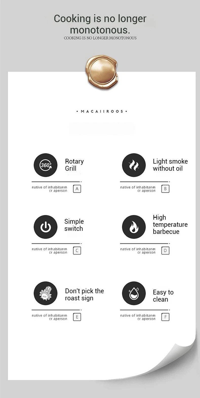 Description Picture 3 of itemHome desktop smoke-free barbecue electric grill high-temperature automatic rotating Barbecue machine  eectric oven 220V