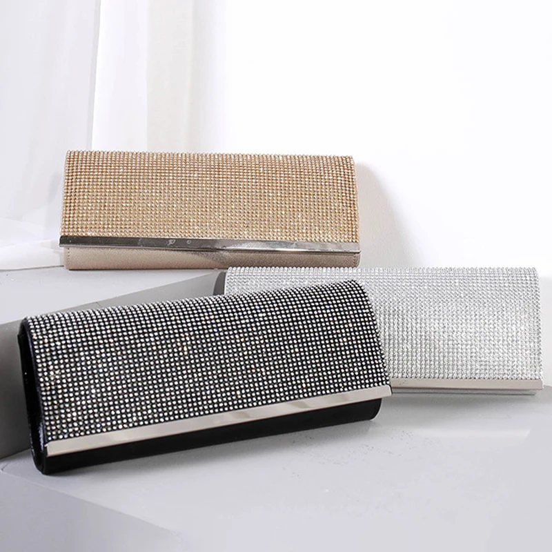 YYW 여성용 라인석 봉투 클러치 백, 2024 반짝이 다이아몬드, 결혼식 신부 이브닝 파티 지갑, 어깨 메신저 핸드백 