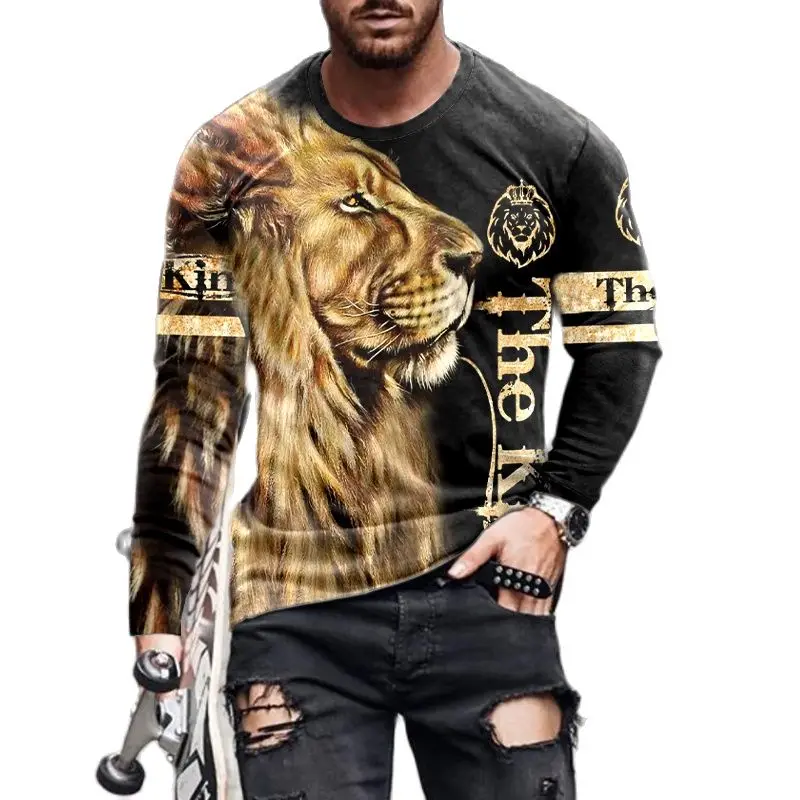 

2022 Leisure Sports 3D Digital Printed Long Sleeve Men's T-shirts Street Trend Fitness Fashion Round Neck Pullover Unisex Tops