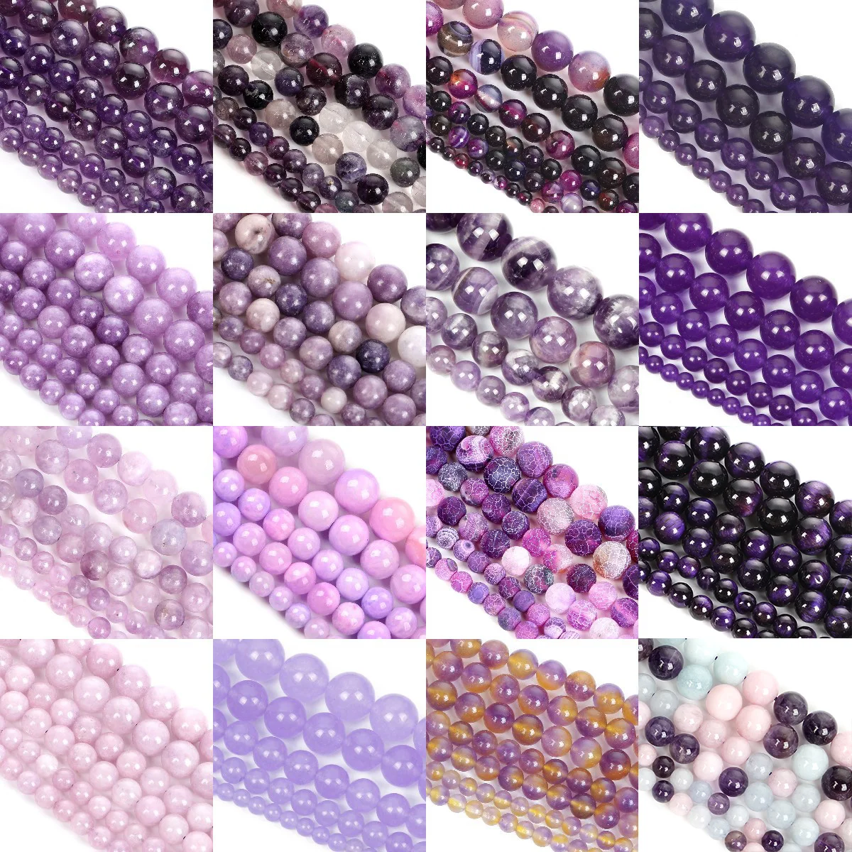 Bracciale Ametista Naturale Fatto A Mano – Perle Violette 8mm, Lunghezza 19-20cm