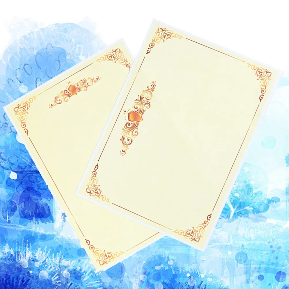 100개 A4 21x29cm 백지 증명서 용지 금박 테두리 양각 씰 포함 졸업 시상식 교실용 개인 맞춤 제작 가능