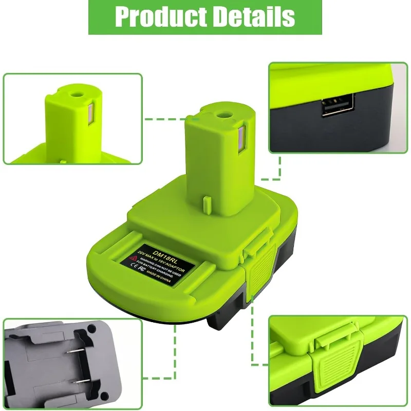 배터리 변환기 어댑터 DM18RL USB DM20ROB 포함 RYOBI용 DEWALT 20V/Milwaukee용 18V 배터리 어댑터 액세서리 변환