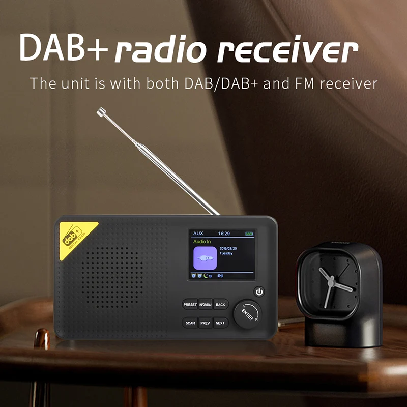 

Многофункциональный DAB + цифровой радиоприемник с ЖК-дисплеем и будильником Bluetooth-совместимый перезаряжаемый портативный FM-радиоприемник для дома и офиса