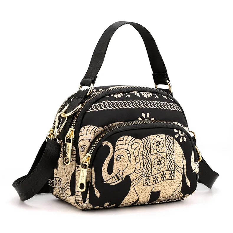 

Women's Shoulder bag Nylon Ladies Messenger Bag Fashion Small Printing Female CrossBody Bag Elegant Hand Flower Girl Handbag