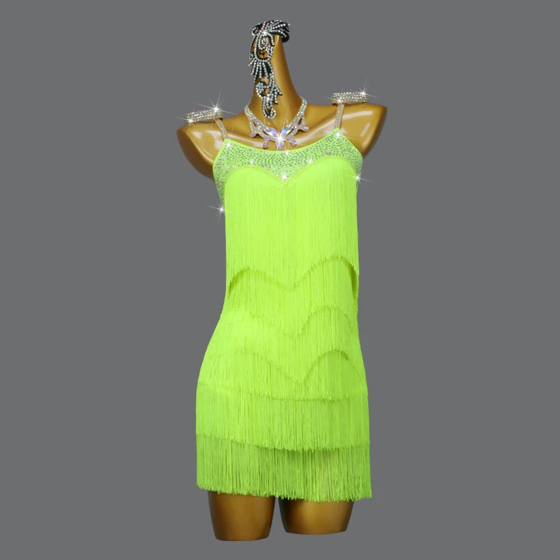 

Новые костюмы для латиноамериканских танцев, женское сценическое платье, Бальное тренировочное платье, юбка, Коктейльная одежда для выпускного вечера, костюм трапециевидного силуэта для девушек, Самба, спортивная одежда миди