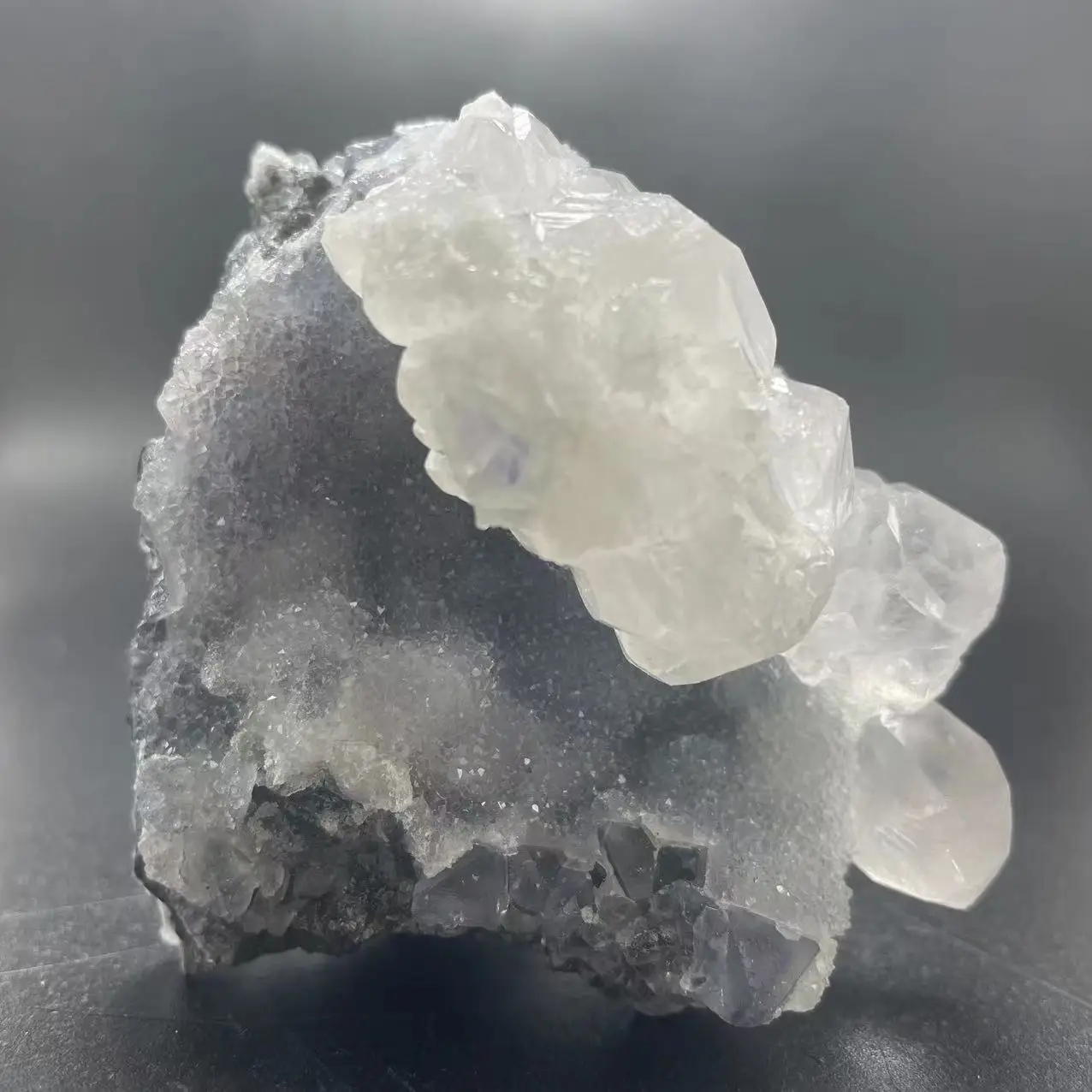 

New! 100% natural calcite+quartz+fluorite symbiotic mineral specimen from Fujian, China, diamond shaped calcite