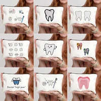 Tooth and Dentist Graphic pattern  Makeup Storage Bags Portable Travel Snack Bag Pencil Case For Child Women's Bag Cosmetics 1