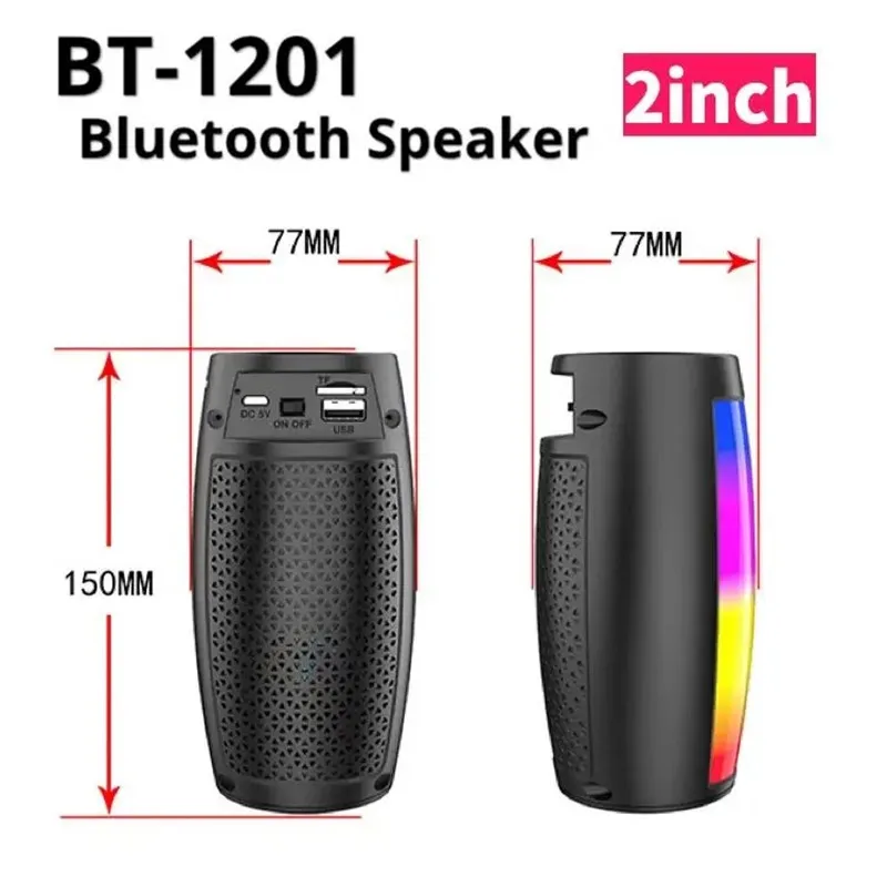 Portable Bluetooth Speaker with Colorful LED Light
