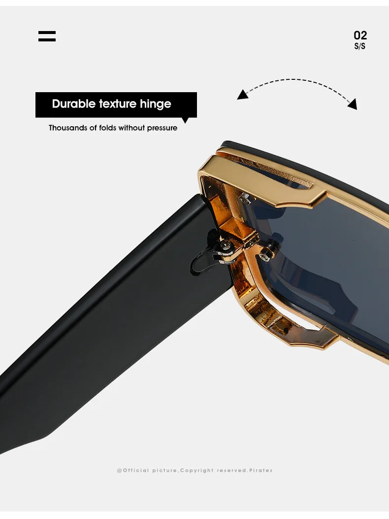 Quadratische Sonnenbrille für Damen und Herren Luxusmarken-Design Einteiliger Großer Rahmen Punk-Brille UV400 für Outdoor, Autofahren und Angeln – Detail 13