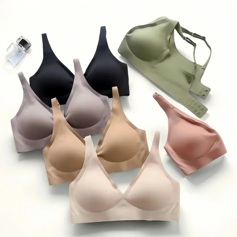 Push-Up Seamless Bras For Women Non-wire Brassiere V-neck Bralette Removable Pads Sports No Trace Underwear Sexy Lingerie S-3XL 5