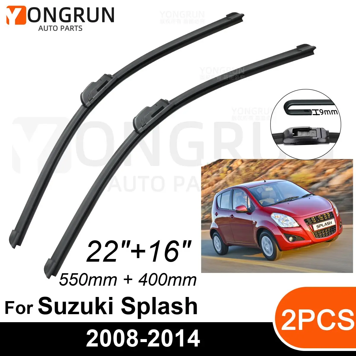 

Стеклоочистители передние Автомобильные для Suzuki Splash 2008-2014, резиновые щетки стеклоочистителя 22 + 16 дюймов, аксессуары для лобового стекла автомобиля