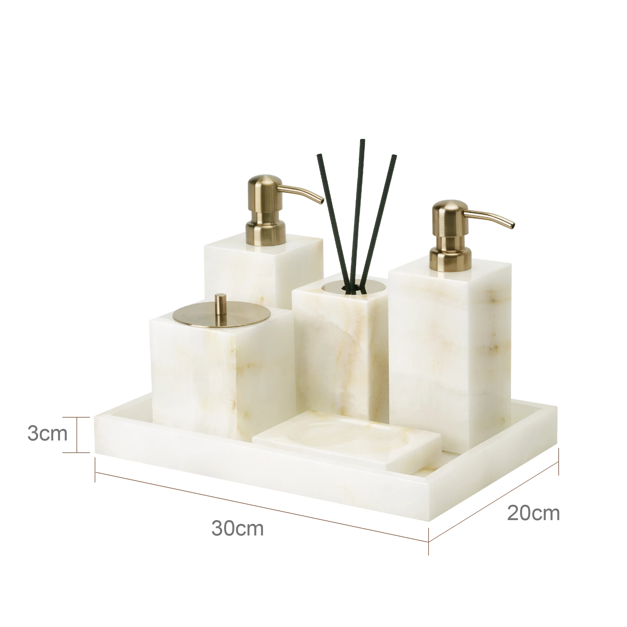 Bathroom set components close-up