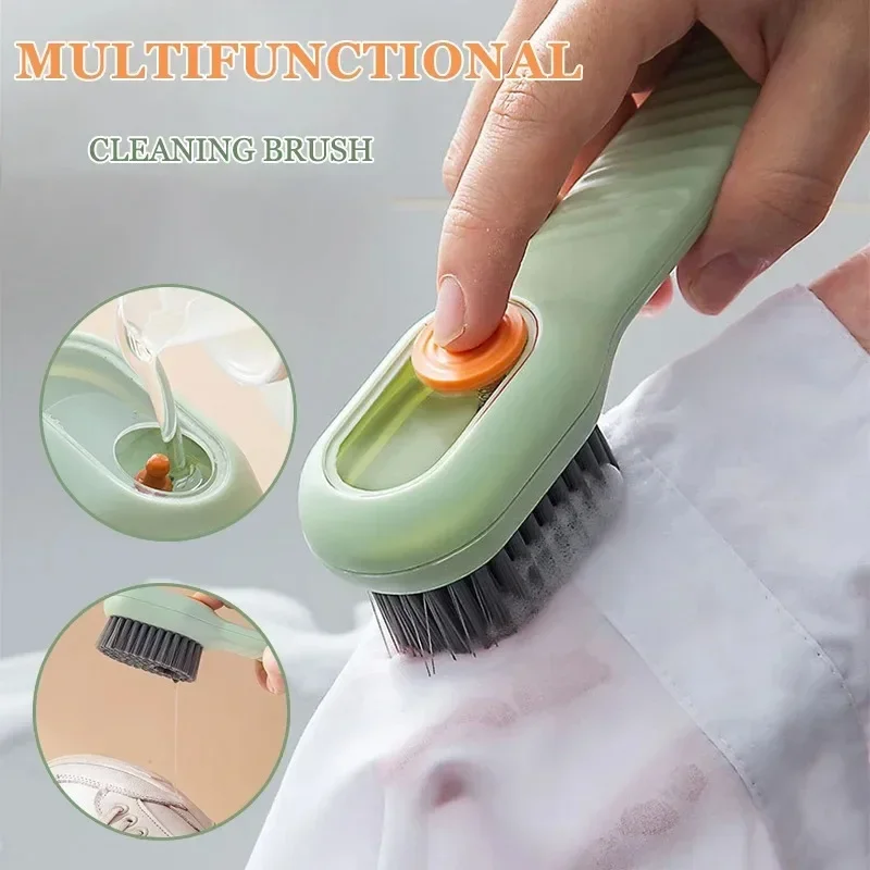 1/2pcs Shoes Brush Automatic Liquid Discharge Multifunction Press Out Shoes Cleaner Soft Bristles Clothes Brushes Cleaning Tool