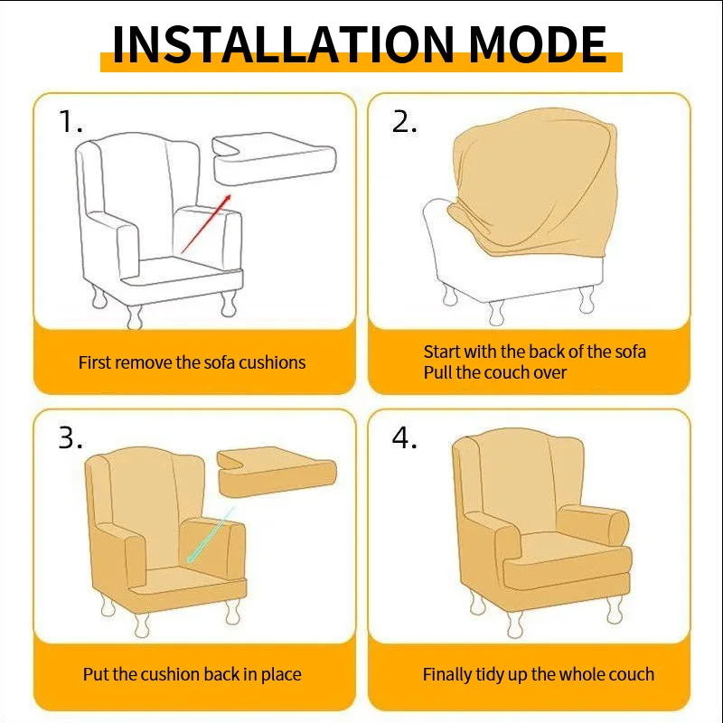 LANMO LIFE Wingback Armchair Slipcover Stretch Chair Slip Covers Washable Armchair Protector Cover for Living Room and Bedroom 5