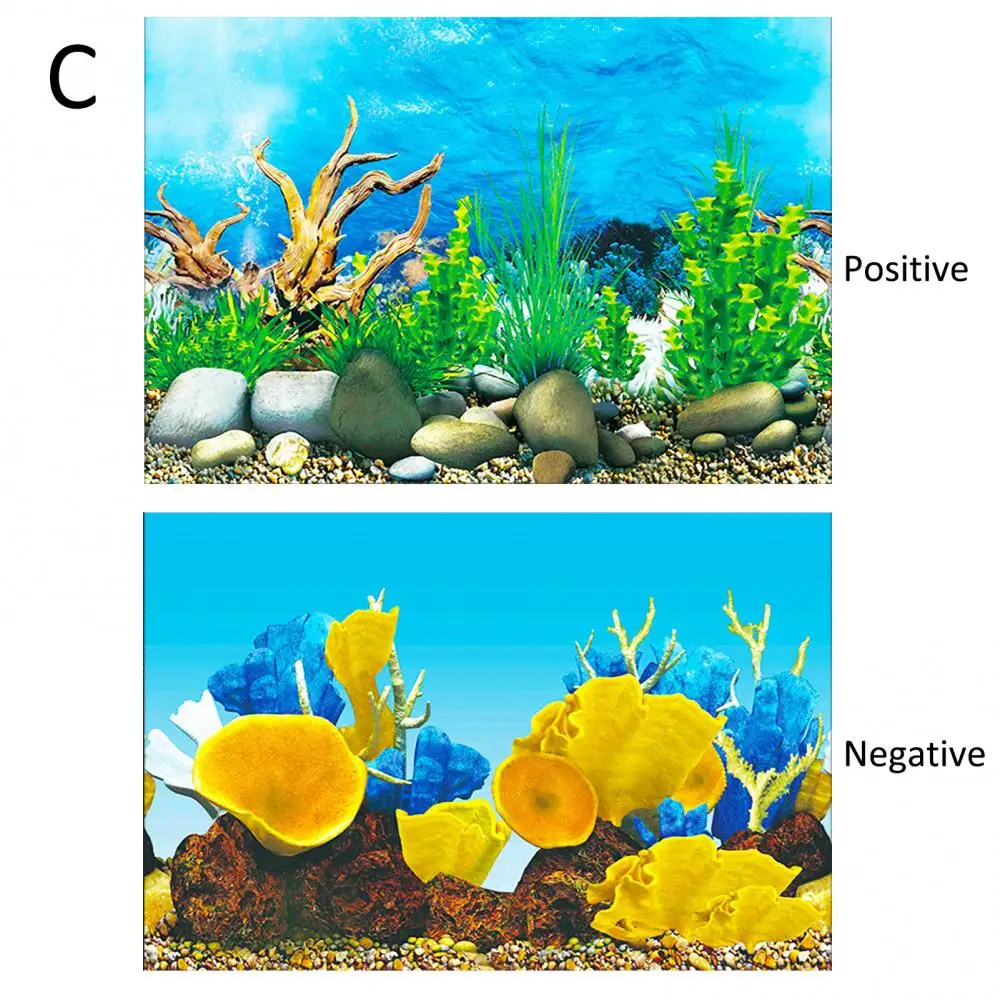 Aquarium Background Poster Ocean Self-adhesive Fish Tank Backdrop Sticker Decor 3D PVC Adhesive Sticker Fish Underwater World