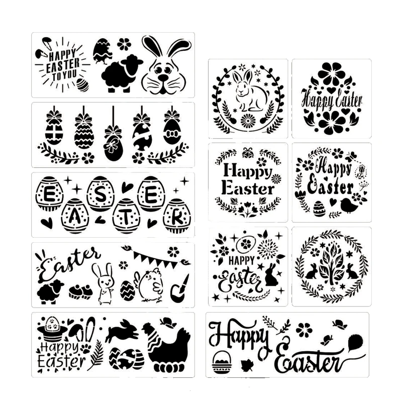 12 шт. трафареты для рисования пасхальных яиц | Канцтовары офиса и дома