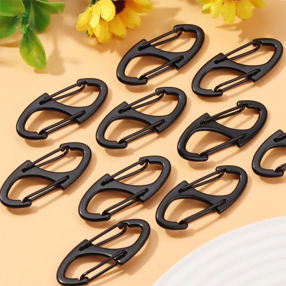 10PCS S Double Carabiner Set Camping EDC Survival Climbing Spring Backpack Clasps Keychain Tactical Gear Hooks Key Chain Clip climbing carabiner