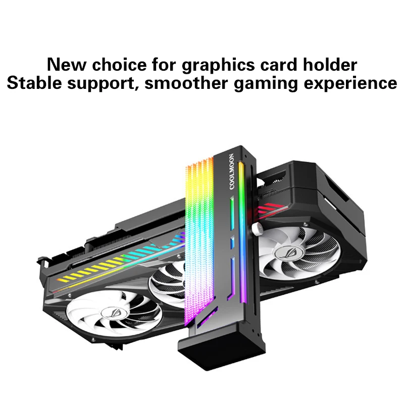 ARGB 그래픽 카드 GPU 지원 5V 3핀 주소 지정 가능 알루미늄 GPU 비디오 카드 처짐 방지 브래킷 조절 가능한 나사 브레이스 PC 케이스 액세서리