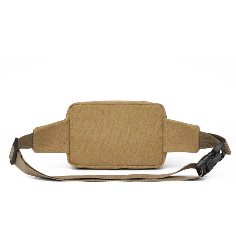 1 piece canvas waist bag with adjustable strap, light travel waist bag, large capacity, zipper closure, polyester lining - suita