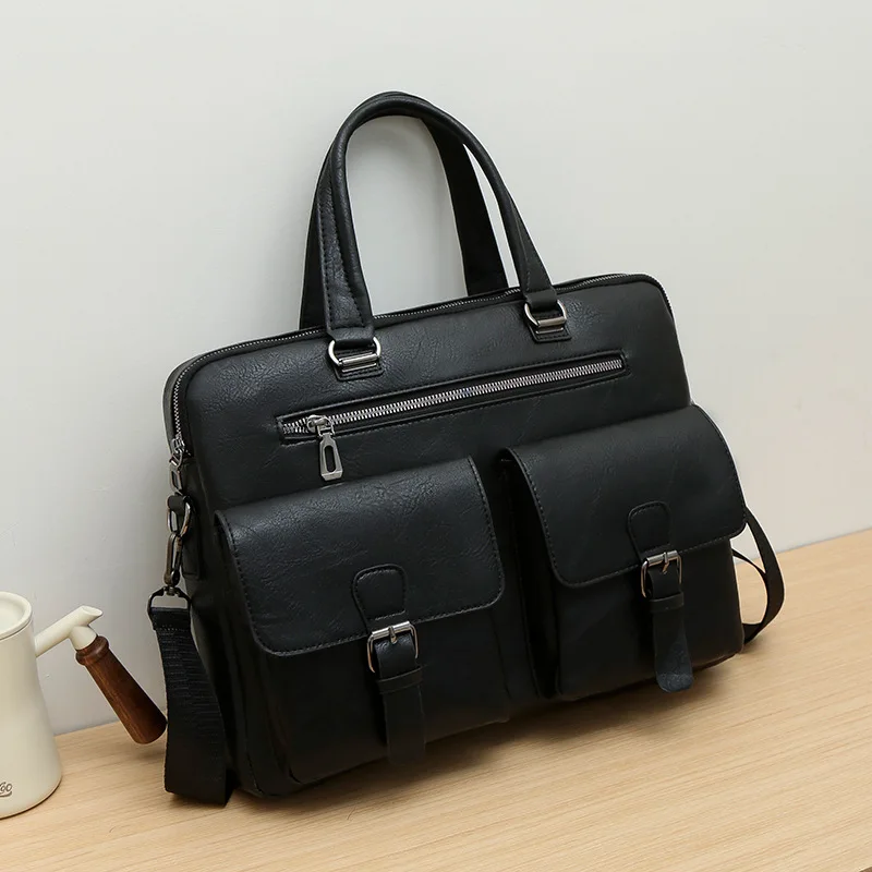 New Men's Business Laptop Messenger Bag Crossbody Bag with Multiple Pockets Waterproof Office Work Commuter Bag