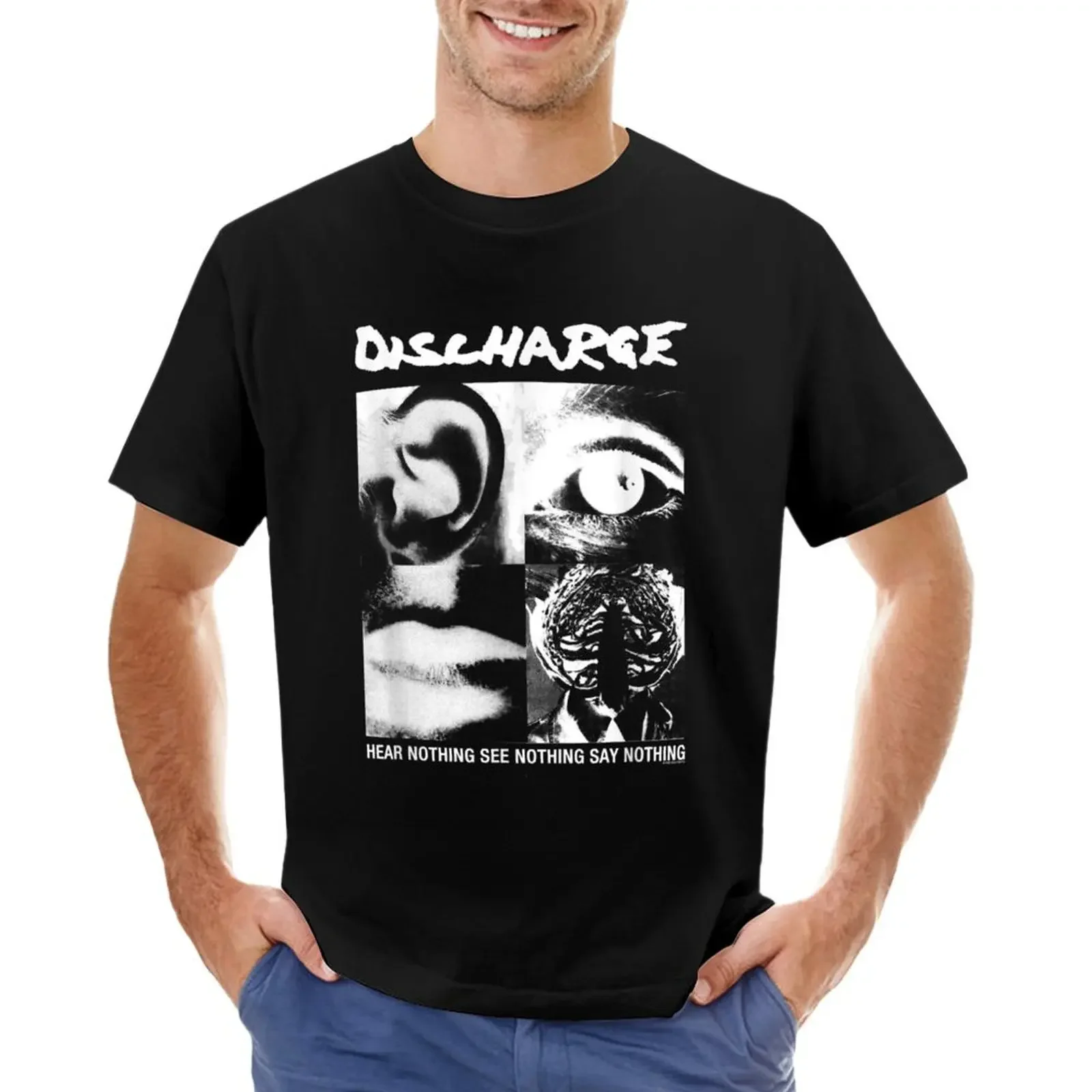 

Discharge Hear Nothing T-shirt anime clothes summer tops mens t shirts pack