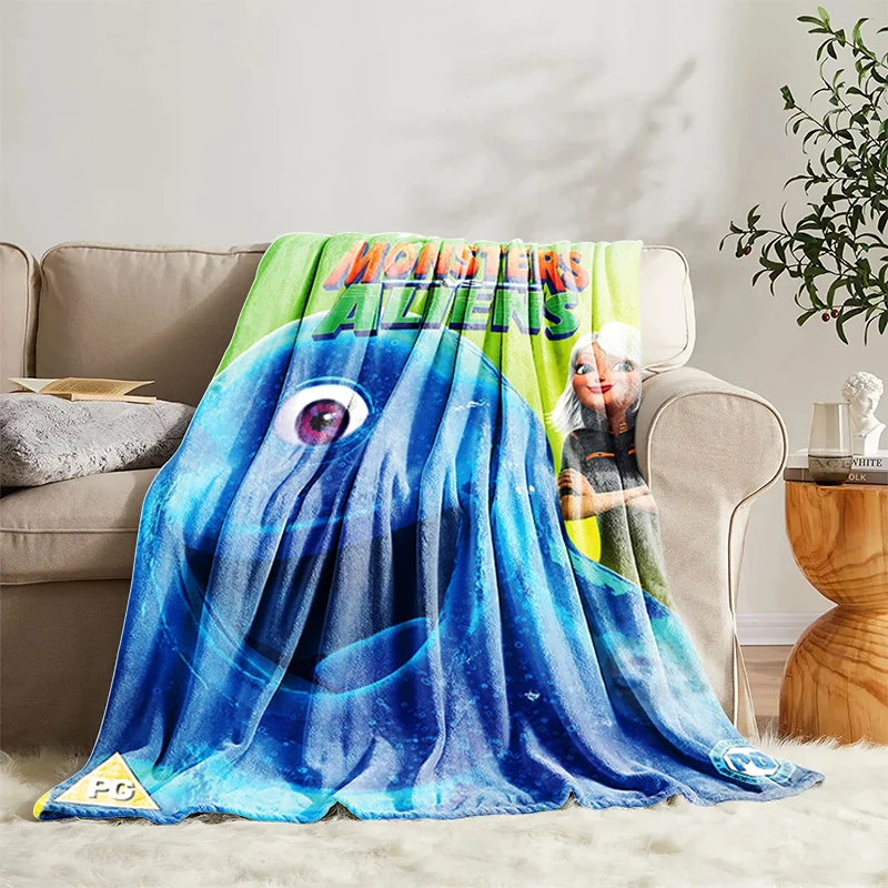 

Monsters VS Aliens Bed Blanket for Living Room Bedroom Decoration Decorative Sofa Blankets Boho Home Decor Bedspread the Throw