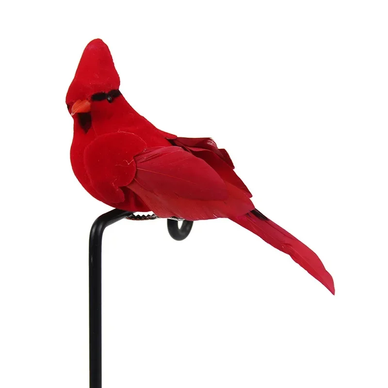 2pcs feather bird figurines simulation with clips for garden lawn tree decor handicraft Christmas home decoration