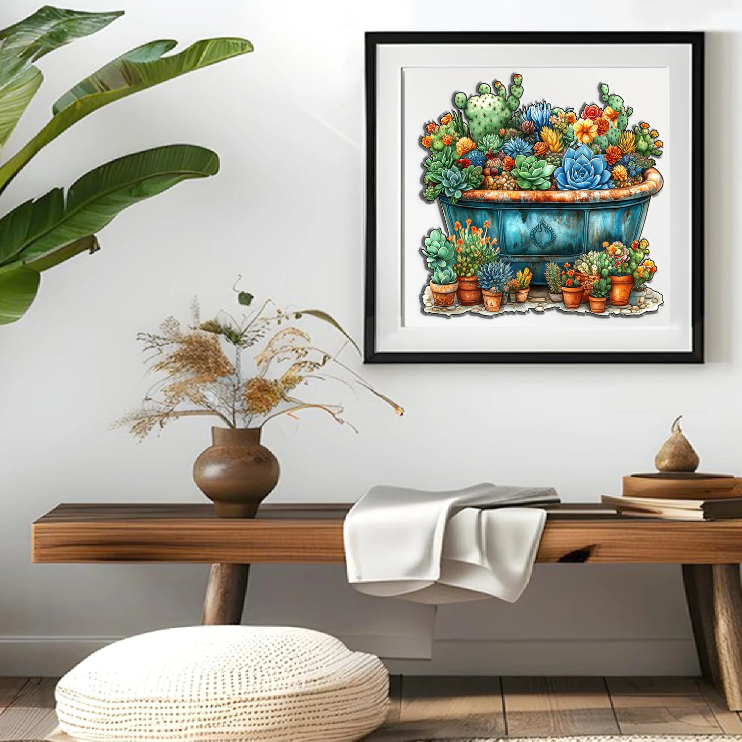 Wooden Puzzle jigsaw puzzles wooden jigsaw puzzles wooden puzzle toys educational puzzles Challenging Colorful Succulent Plants and Animal Shapes for Home Dec