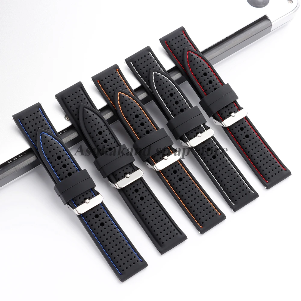 Premium Silicone Breathable Quick Release Rubber Watch Band Strap