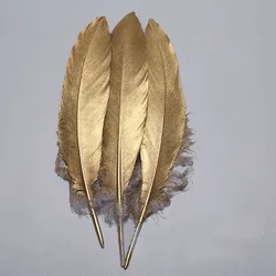 Glittering Gold and Silver Feathers for DIY Wedding and Jewelry Crafts (14 - 20cm gold)