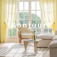 Yellow Tulle Sheer Modern Curtains for Living Room Bedroom Dining Kitchen Luxury Ready-made Curtains Customize 2