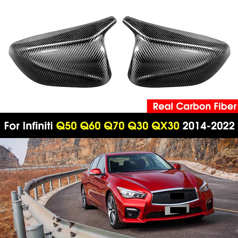

Real Carbon Fiber Car Side Mirror Cover Cap Replacement Car Rearview Mirror Shell Case For Infiniti Q50 Q60 QX30 Q70 2014-2022