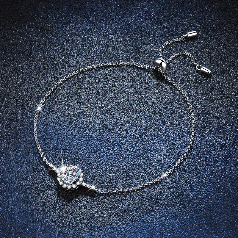 S925 Sterling Silver Chrysanthemum Platinum Plated Mosang Diamond D Color 1 Carat Mother Bracelet Wedding Jewelry Wholesale