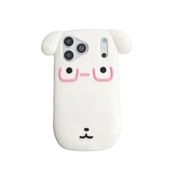 Kawaii 3D Cartoon Dog Phone Case - Cute Shockproof Soft Silicone Back Cover with Handstrap - iPhone 12 Pro Max (Simple case)