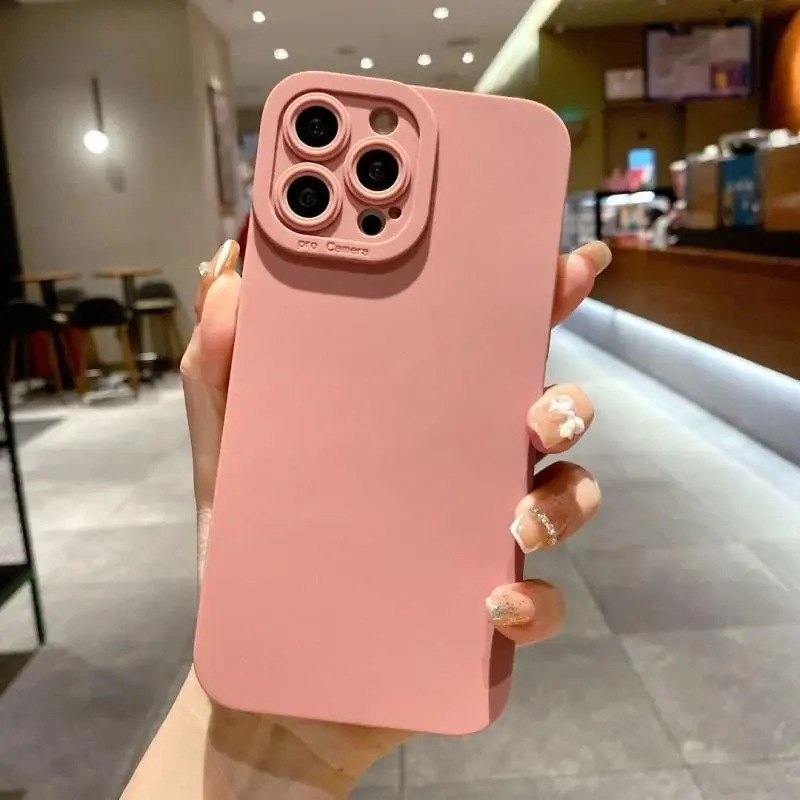 Matte Silicone Phone Case For iPhone 15 14 13 12 11 Pro Max Mini XR XS X 8 7 14 15 Plus SE 2020 Camera Lens Portector Soft Cover