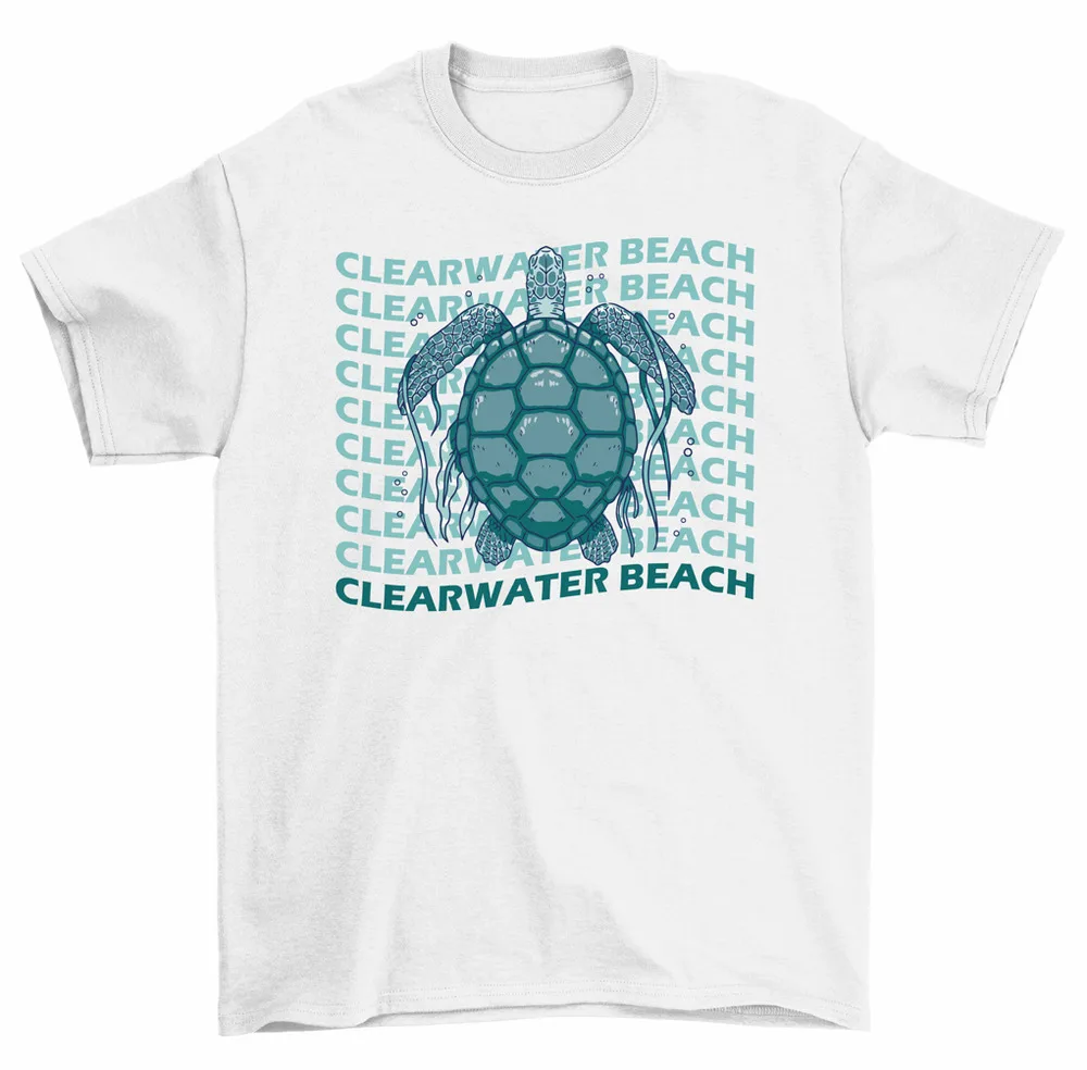 Футболка Clearwater Beach с принтом черепахи Флориды для мужчин и женщин, высокое качество, 100% хлопок, с коротким рукавом