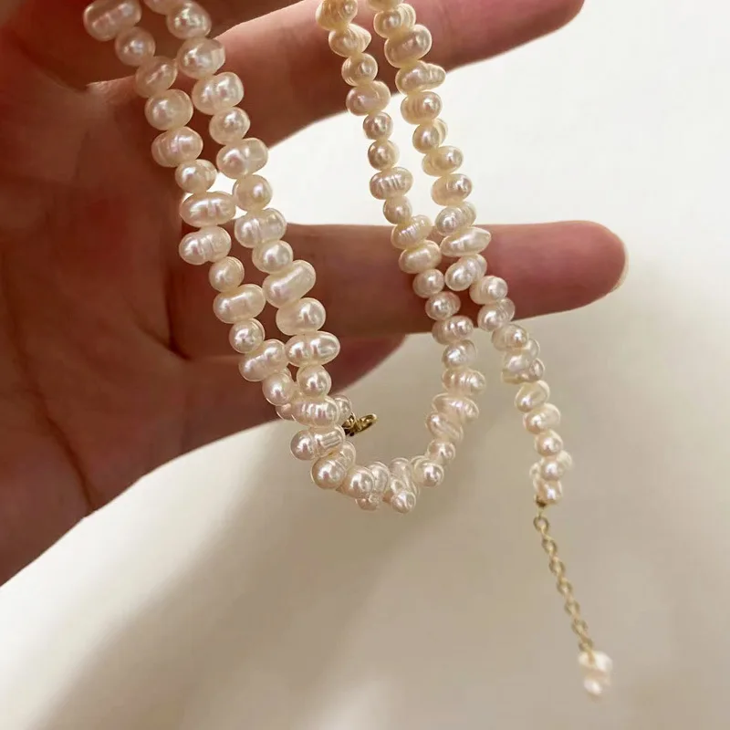 

Minar French Baroque Freshwater Pearl Chokers Necklace for Women Elegant Irregular Pearls Strand Necklaces Anniversary Gifts
