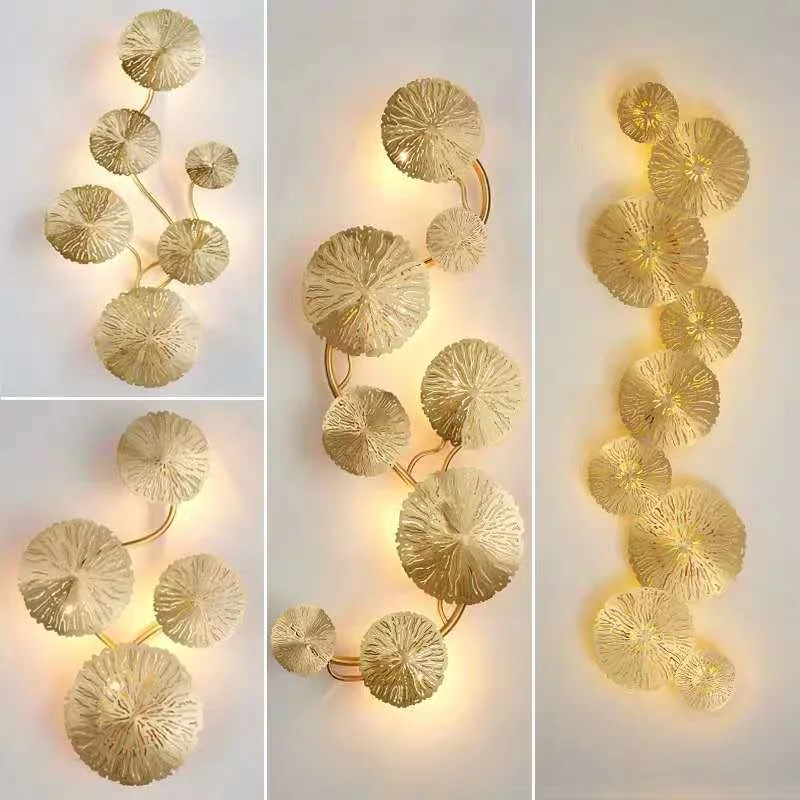 

Wall Light Lotus Leaf Bedside Mediterranean LOFT Industrial Style Retro Hotel Background Wall Living Room Bedroom Lamp Nordic