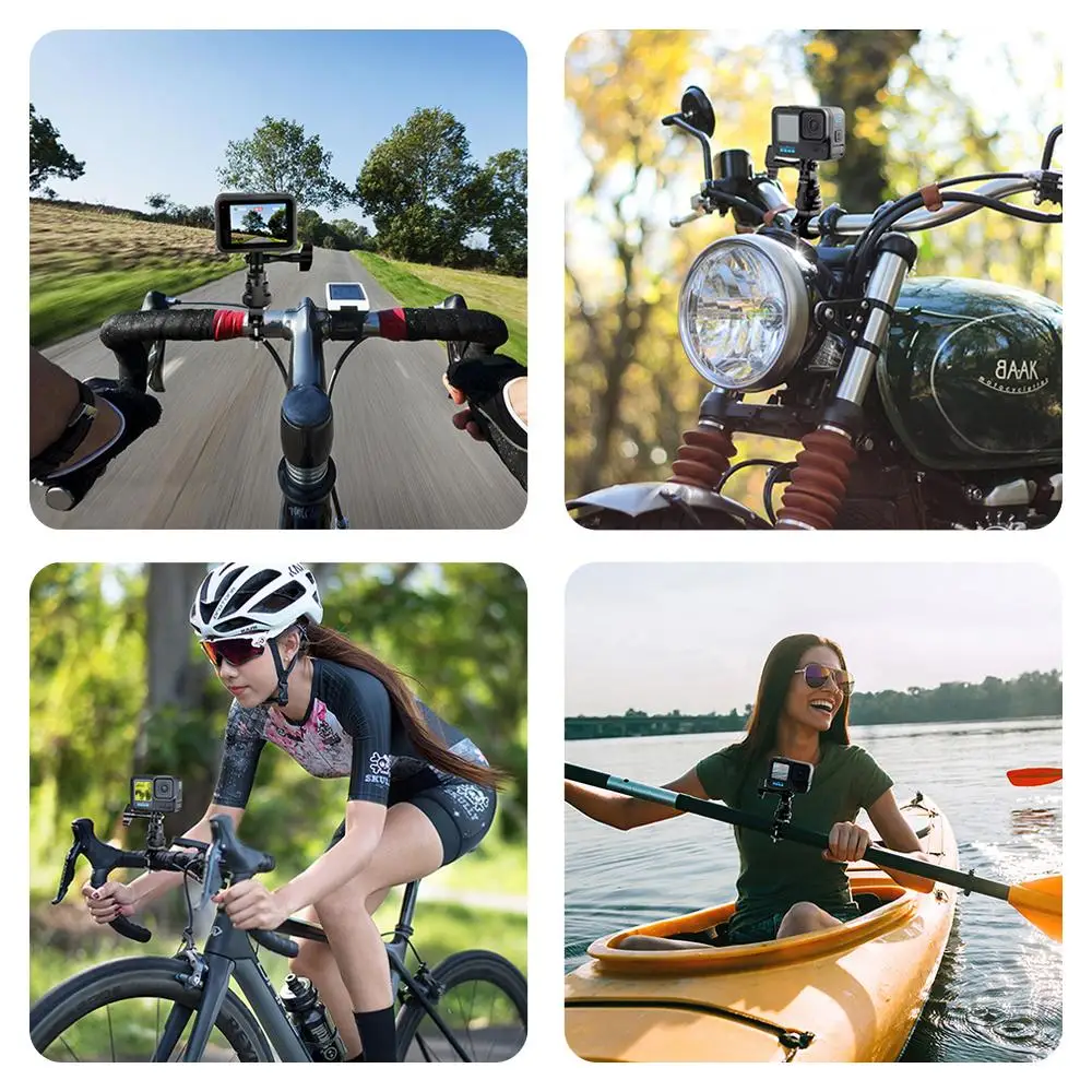 PULUZ 360 Degree Rotation MotorBike Aluminum Mount Handlebar Adapter with Screw for GoPro, Insta360, DJI and Other Action Camera