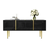Table basse Table basse rectangulaire Salon Table basse moderne en noir brillant et 2 tiroirs 5